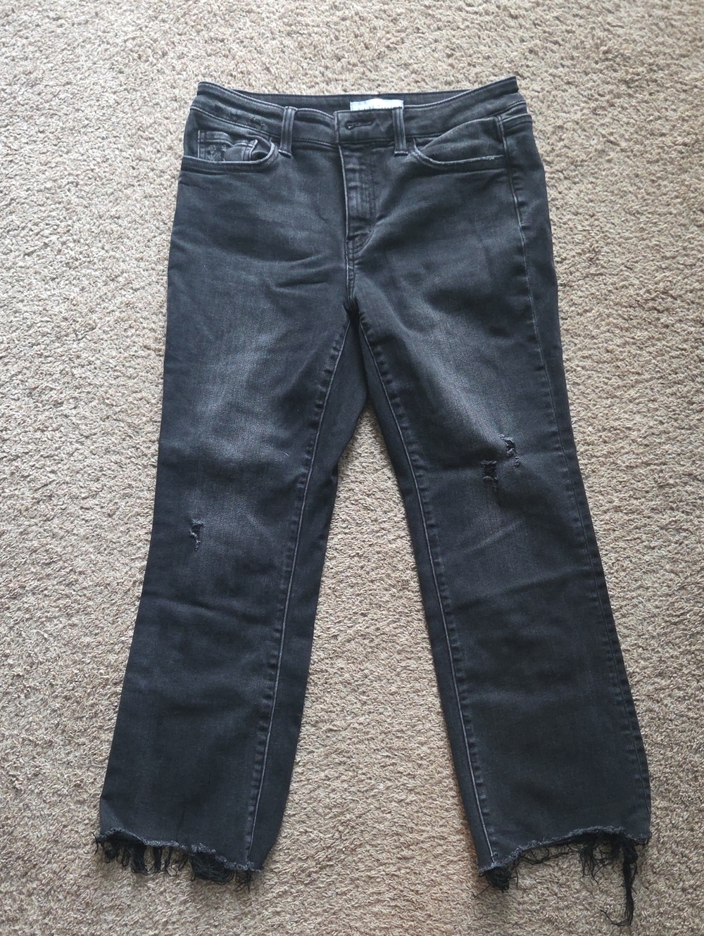 Flying Monkey Black Straight Leg Jeans with Raw Hem